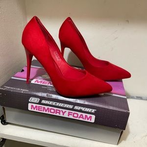 Red pump heels